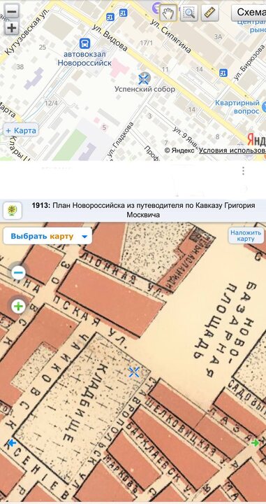 Фрагмент карты из путеводителя Москвича